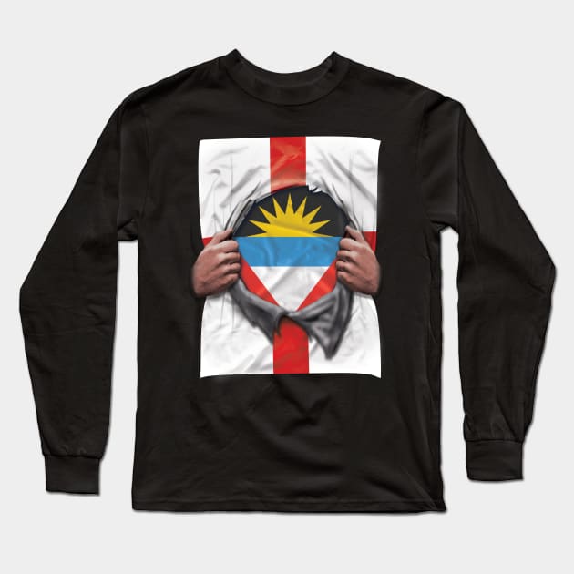 Antigua & Barbuda Flag English Flag Ripped - Gift for Antiguan & Barbudan From Antigua & Barbuda Long Sleeve T-Shirt by Country Flags